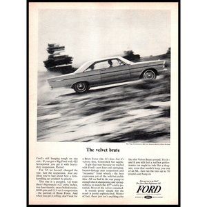 1965 Ford Galaxie 500/XL 2 Door Hardtop Vintage Print Ad Velvet Brute Wall Art